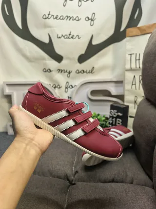Adidas Burgundy Silver Laceless Velcro Strap Sneakers 5