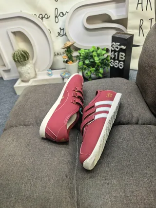 Adidas Burgundy Silver Laceless Velcro Strap Sneakers 6