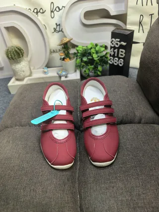 Adidas Burgundy Silver Laceless Velcro Strap Sneakers 10