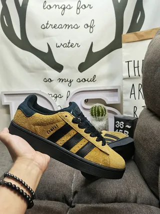 Adidas Campus Mustard Yellow and Navy Suede Lifestyle Sneakers 5