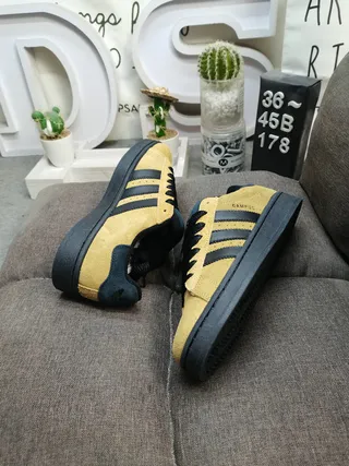 Adidas Campus Mustard Yellow and Navy Suede Lifestyle Sneakers 6