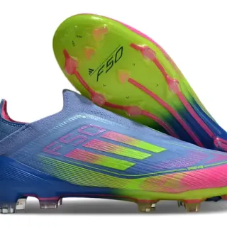 Adidas F50 Blue Multicolor Low-Cut Sock-Fit Upper Gradient Overlay Firm-Ground Soccer Shoes
