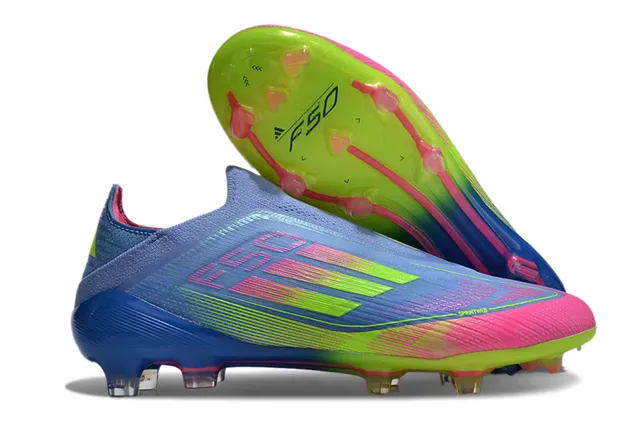 Adidas F50 Blue Multicolor Low-Cut Sock-Fit Upper Gradient Overlay Firm-Ground Soccer Shoes 1