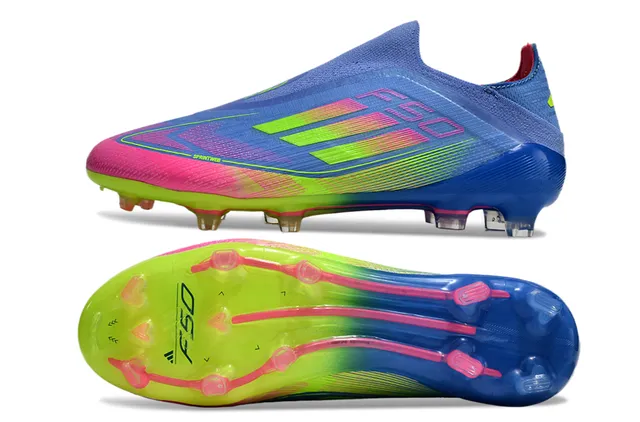 Adidas F50 Blue Multicolor Low-Cut Sock-Fit Upper Gradient Overlay Firm-Ground Soccer Shoes 6