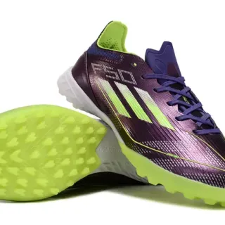 Adidas F50 Purple Green Low-Cut Synthetic Upper Iridescent Gradient Finish Turf Soccer Shoes