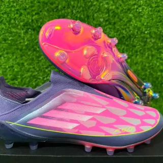 Adidas F50 Purple Pink Sock-Fit Collar Geometric Overlay Firm-Ground Soccer Shoes