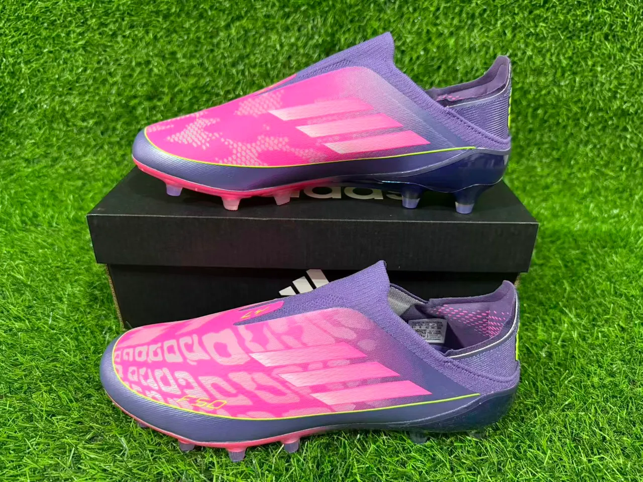 Adidas F50 Purple Pink Sock-Fit Collar Geometric Overlay Firm-Ground Soccer Shoes 7