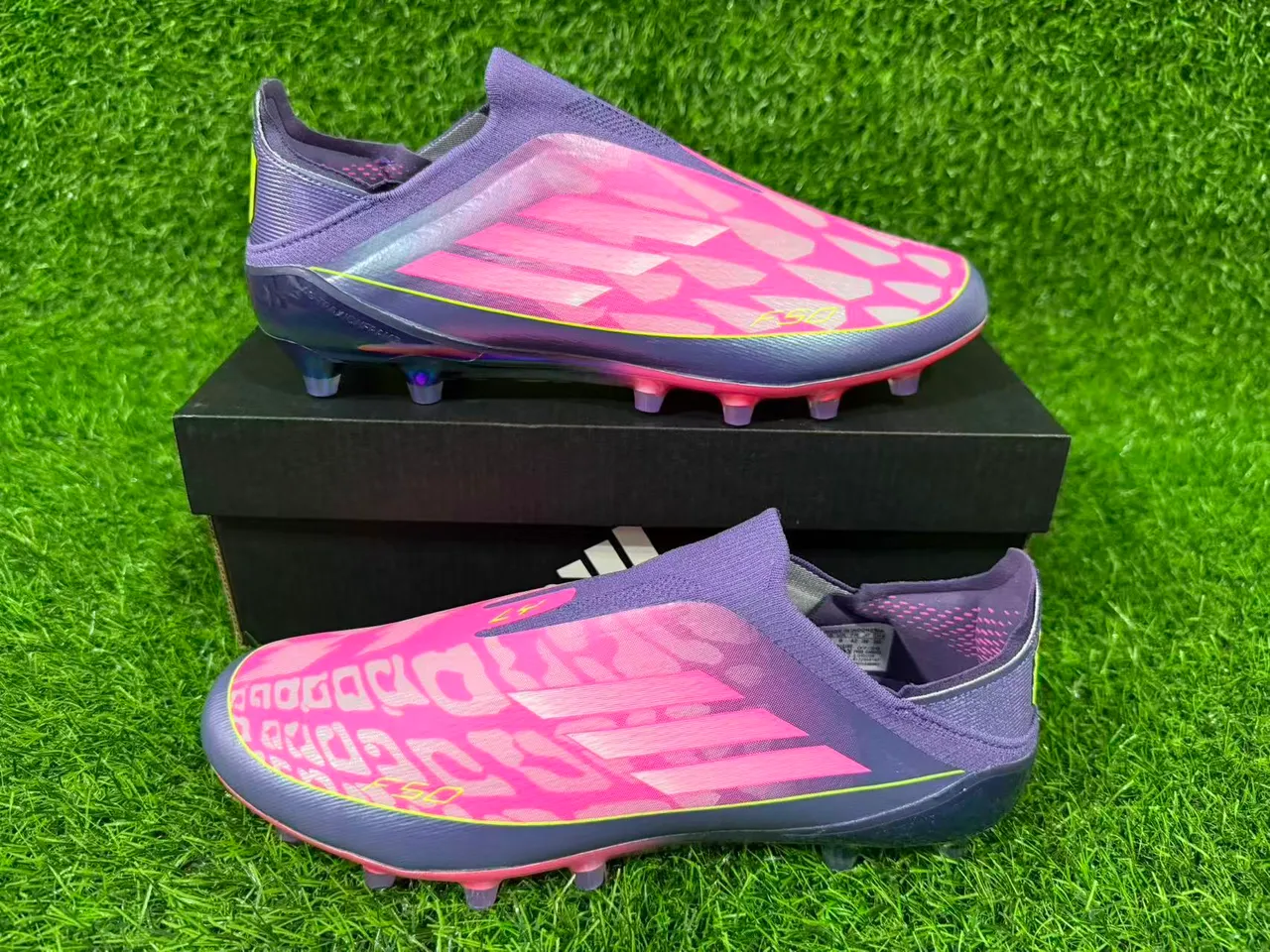 Adidas F50 Purple Pink Sock-Fit Collar Geometric Overlay Firm-Ground Soccer Shoes 8