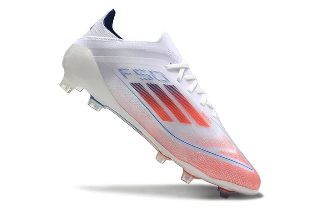 Adidas F50 White Coral Red Blue Firm-Ground Soccer Shoes 2