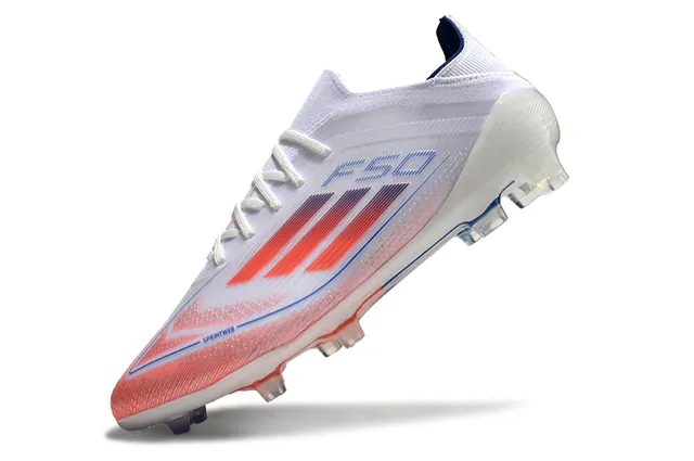 Adidas F50 White Coral Red Blue Firm-Ground Soccer Shoes 3