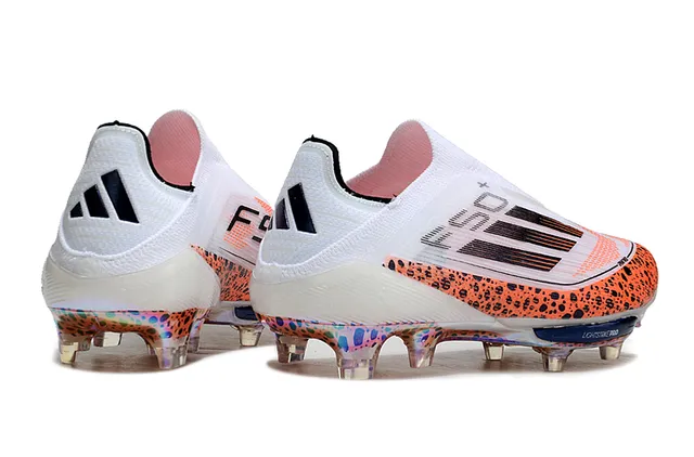 Adidas F50 White Orange Low-Cut Sock-Fit Upper Speckled Forefoot Overlay Firm-Ground Soccer Shoes 5