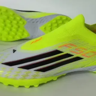Adidas F50 Yellow White Sock-Fit Collar Molded Studs Turf Soccer Shoes