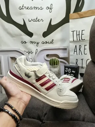Adidas Forum Low Off-White and Burgundy Lifestyle Sneakers 5