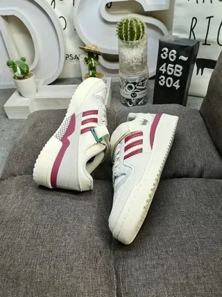 Adidas Forum Low Off-White and Burgundy Lifestyle Sneakers 6