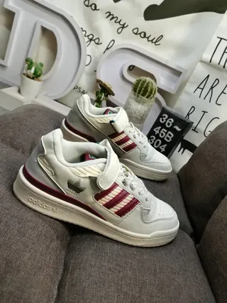 Adidas Forum Low Off-White and Burgundy Lifestyle Sneakers 9