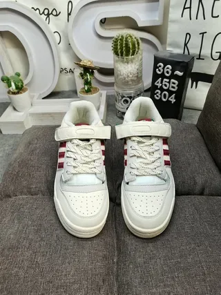 Adidas Forum Low Off-White and Burgundy Lifestyle Sneakers 10