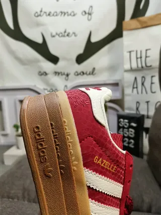 Adidas Gazelle Platform Red Snake-Embossed Lifestyle Sneakers 3