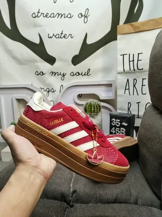 Adidas Gazelle Platform Red Snake-Embossed Lifestyle Sneakers 5