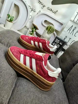 Adidas Gazelle Platform Red Snake-Embossed Lifestyle Sneakers 7