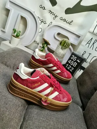Adidas Gazelle Platform Red Snake-Embossed Lifestyle Sneakers 9