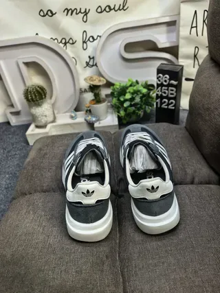 Adidas Gray Black Platform Sole Three-Stripe Side Panel Lifestyle Sneakers 8