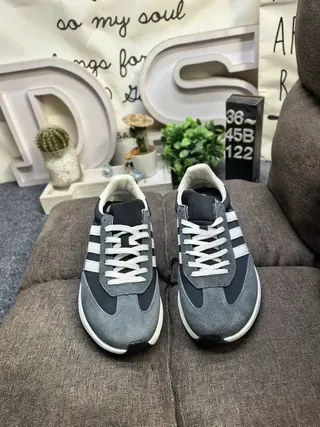 Adidas Gray Black Platform Sole Three-Stripe Side Panel Lifestyle Sneakers 10