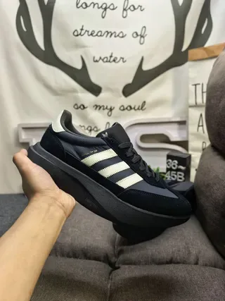 Adidas Gray Black Platform Sole Three-Stripe Side Panel Lifestyle Sneakers 15