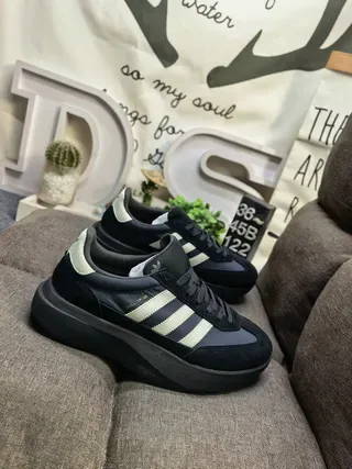 Adidas Gray Black Platform Sole Three-Stripe Side Panel Lifestyle Sneakers 19