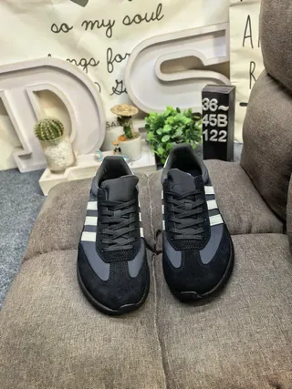 Adidas Gray Black Platform Sole Three-Stripe Side Panel Lifestyle Sneakers 20