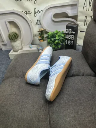 Adidas Gray Blue Laceless Low-Top Floral Jacquard Upper Lifestyle Sneakers 6