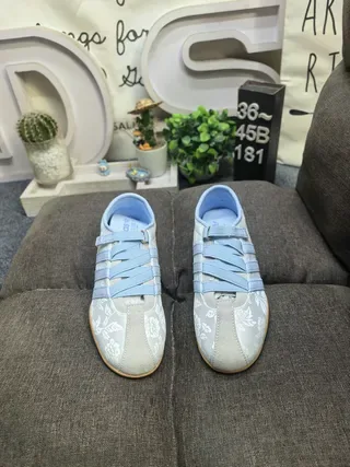 Adidas Gray Blue Laceless Low-Top Floral Jacquard Upper Lifestyle Sneakers 10
