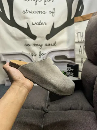 Adidas Gray Brown Suede Upper Cork Sole Slippers 5