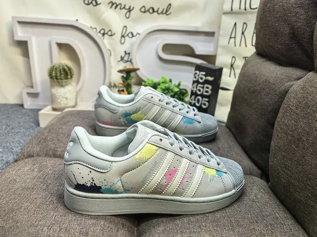 Adidas Gray Multicolor Shell Toe Three Stripes Lifestyle Sneakers 1