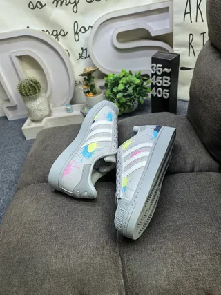 Adidas Gray Multicolor Shell Toe Three Stripes Lifestyle Sneakers 6