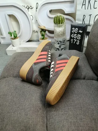 Adidas Gray Red Low-Top Suede-and-Textile Upper Lifestyle Sneakers 6