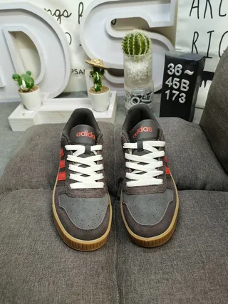Adidas Gray Red Low-Top Suede-and-Textile Upper Lifestyle Sneakers 10