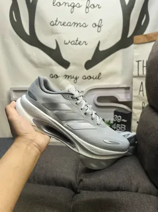 Adidas Gray Silver Lightweight Mesh Upper Metallic Three-Stripe Branding Lifestyle Sneakers 5