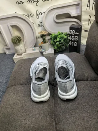 Adidas Gray Silver Lightweight Mesh Upper Metallic Three-Stripe Branding Lifestyle Sneakers 8