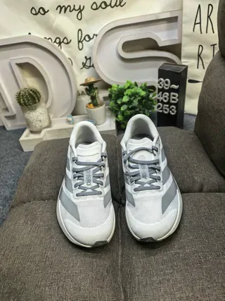 Adidas Gray White Engineered Mesh Upper Three-Stripe Side Panel Lifestyle Sneakers 10
