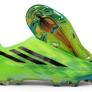 Adidas Green Black Low-Cut Sock-Fit Upper Iridescent Translucent Sole Firm-Ground Soccer Shoes