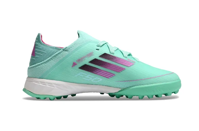 Adidas Vert Rose Tricot Supérieur Conception de Rayures Dégradées Chaussures de Football Turf 2