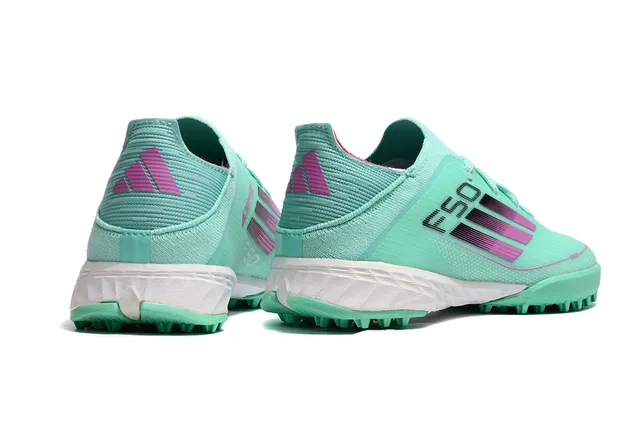 Adidas Vert Rose Tricot Supérieur Conception de Rayures Dégradées Chaussures de Football Turf 3