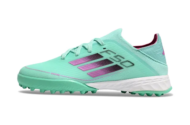 Adidas Vert Rose Tricot Supérieur Conception de Rayures Dégradées Chaussures de Football Turf 4