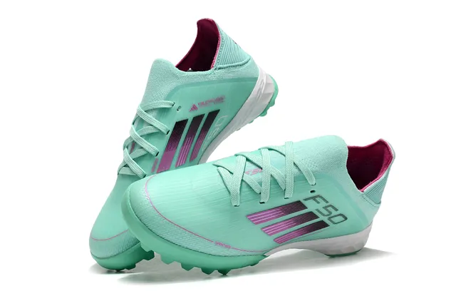 Adidas Vert Rose Tricot Supérieur Conception de Rayures Dégradées Chaussures de Football Turf 5