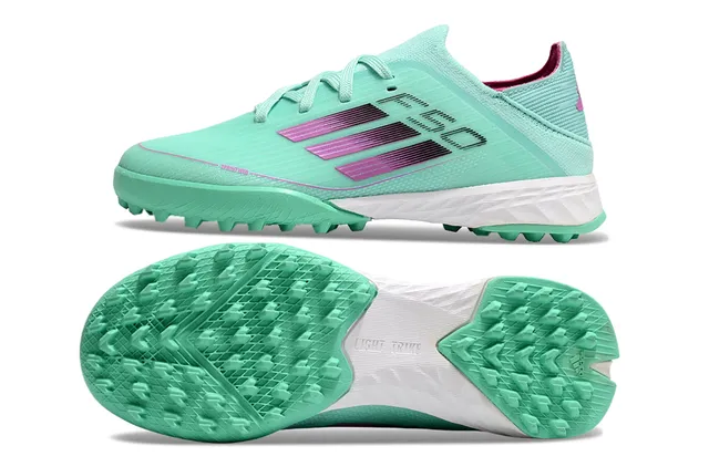 Adidas Vert Rose Tricot Supérieur Conception de Rayures Dégradées Chaussures de Football Turf 7