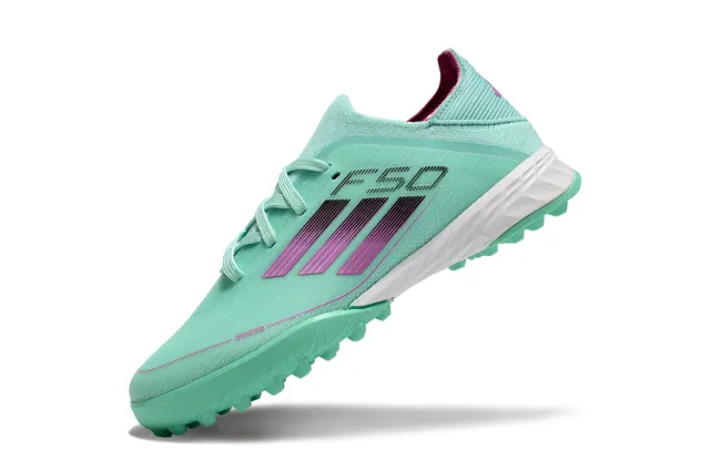 Adidas Vert Rose Tricot Supérieur Conception de Rayures Dégradées Chaussures de Football Turf 8