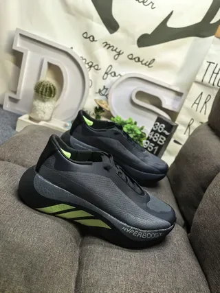 Adidas Hyperboost Tech Black and Lime Green Lifestyle Sneakers 9