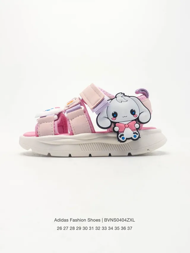 Adidas Crianças Sandálias Casuais Rosa e Bege Charme de Personagem 4
