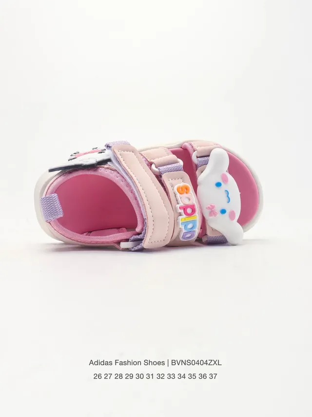 Adidas Crianças Sandálias Casuais Rosa e Bege Charme de Personagem 6