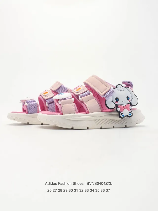 Adidas Crianças Sandálias Casuais Rosa e Bege Charme de Personagem 9